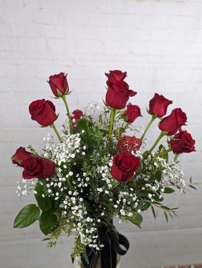 1 Dozen Red Valentine Roses - BLOOMS